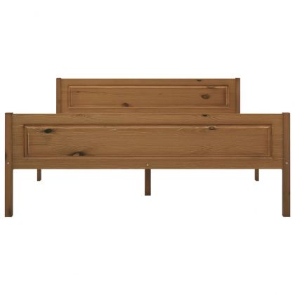 Рамка за легло, борово дърво масив, меденокафява, 160x200 см