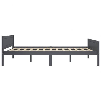 Рамка за легло, борово дърво масив, сива, 160x200 cм