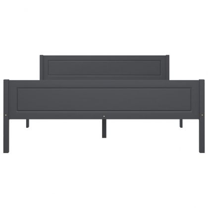 Рамка за легло, борово дърво масив, сива, 160x200 cм