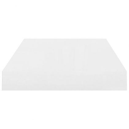 Окачен стенен рафт, бял гланц, 40x23x3,8 см, МДФ