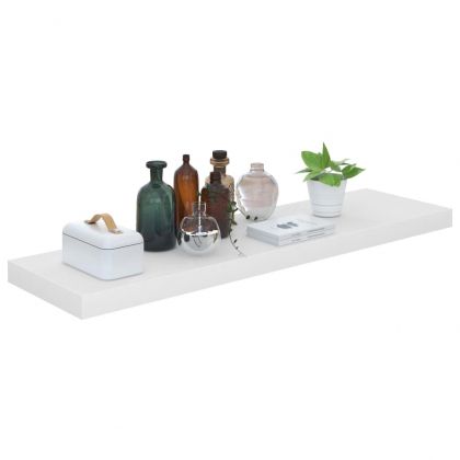 Окачени стенни рафтове, 4 бр, бял гланц, 90x23,5x3,8 см, МДФ