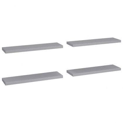 Окачени стенни рафтове, 4 бр, сиви, 90x23,5x3,8 см, МДФ