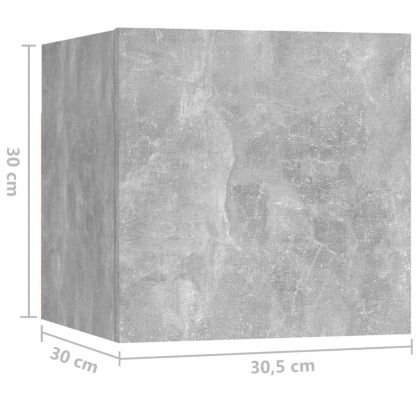 Нощно шкафче, бетонно сиво, 30,5x30x30 см, инженерно дърво