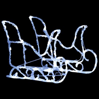 Коледна украса елени с шейна, 160 LED, 130 см, акрил