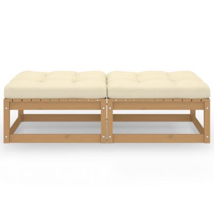 Градински табуретки с възглавници, 2 бр, бор масив