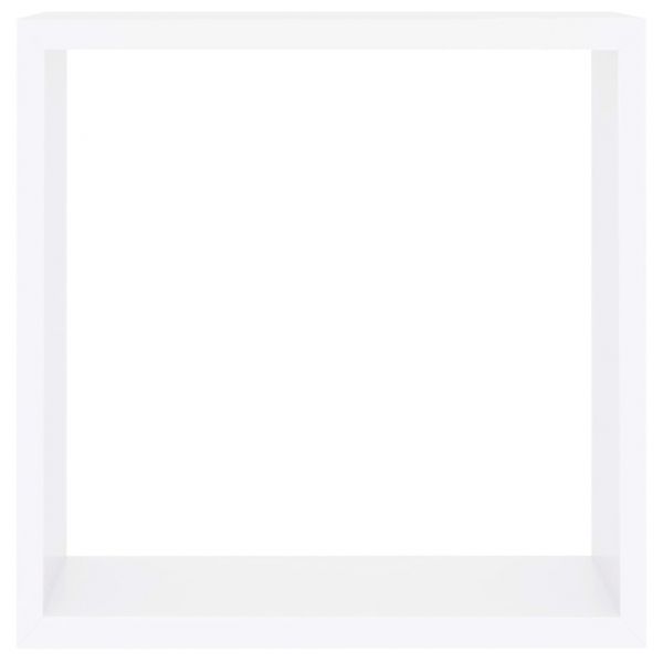 Стенни кубични рафтове, 3 бр, бели, МДФ