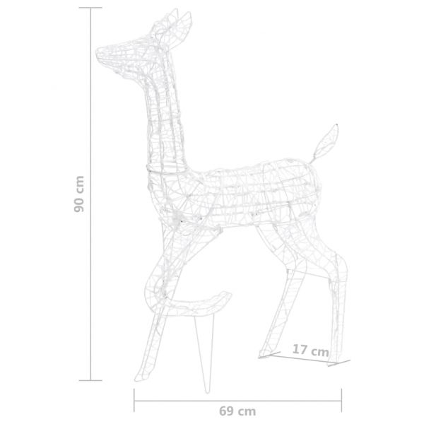 Акрилна коледна украса семейство елени, 160 LED, цветна