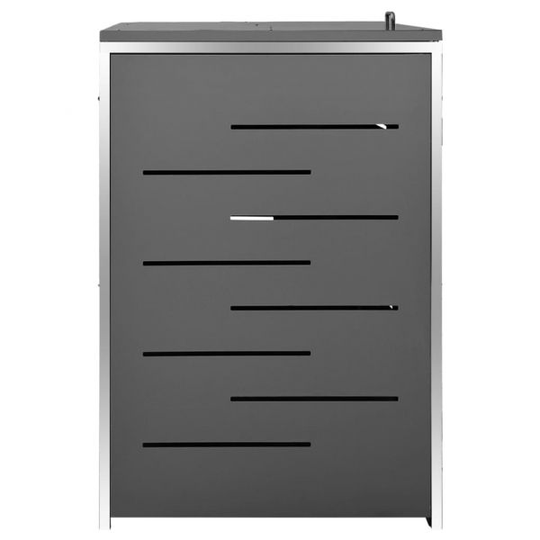 Троен навес за кофа за смет 207x77,5x112,5 см инокс