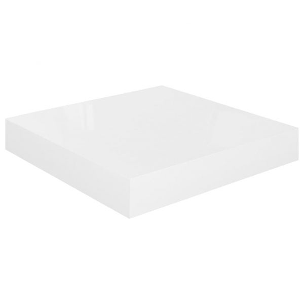 Окачени стенни рафтове, 4 бр, бял гланц, 23x23,5x3,8 см, МДФ
