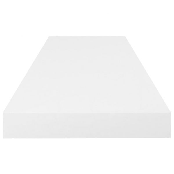 Окачен стенен рафт, бял гланц, 80x23,5x3,8 см, МДФ