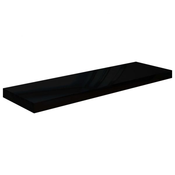 Окачени стенни рафтове, 2 бр, черен гланц, 80x23,5x3,8 см, МДФ