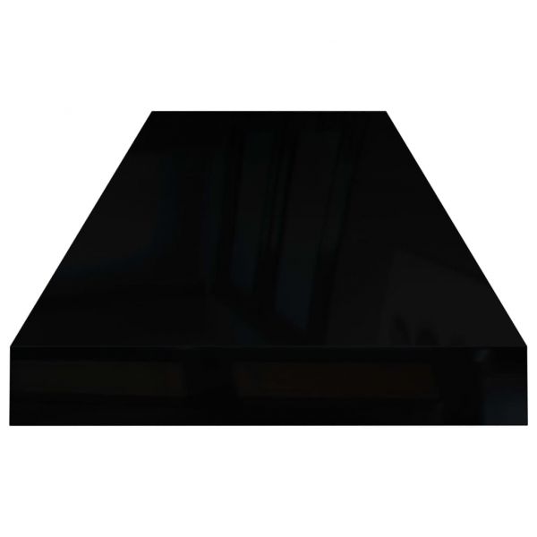 Окачени стенни рафтове, 2 бр, черен гланц, 80x23,5x3,8 см, МДФ