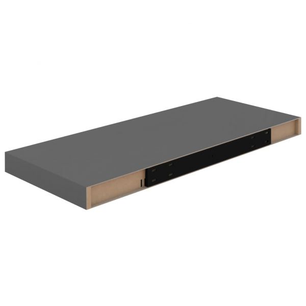 Окачени стенни рафтове, 2 бр, сив гланц, 60x23,5x3,8 см, МДФ