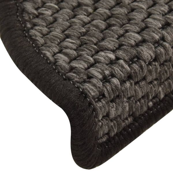 Самозалепващи стелки за стълби сизал 15 бр 56x17x3 см антрацит