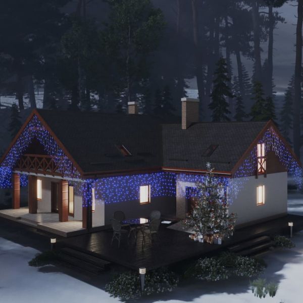 LED завеса ледени висулки 10 м 400 LED синя 8 режима