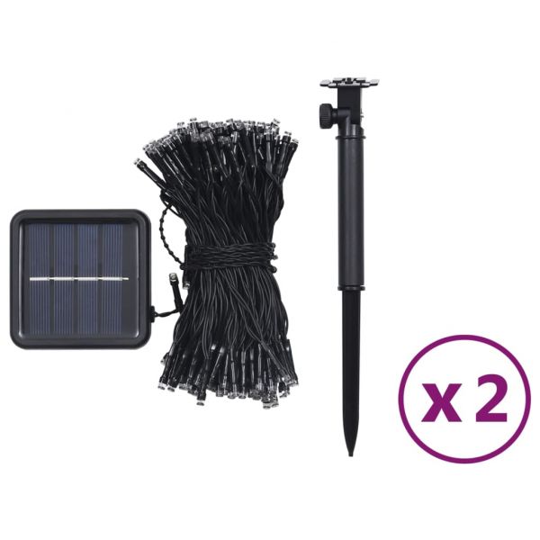 Соларни лампички 2 бр 2х200 LED сини за закрито/открито