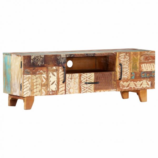 Ръчно резбован ТВ шкаф, 120x30x40 cм, регенерирано дърво масив
