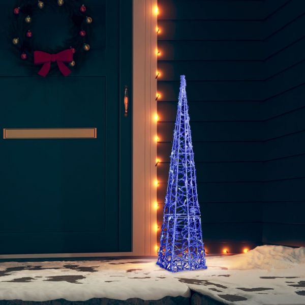Акрилен декоративен LED светещ конус, син, 90 см