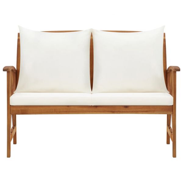 Градинска пейка с възглавници, 119 см, акация масив