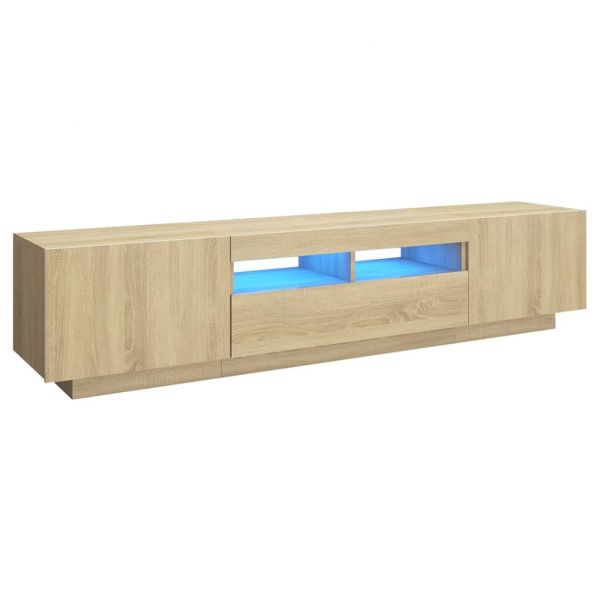 ТВ шкаф с LED осветление, дъб сонома, 180x35x40 см