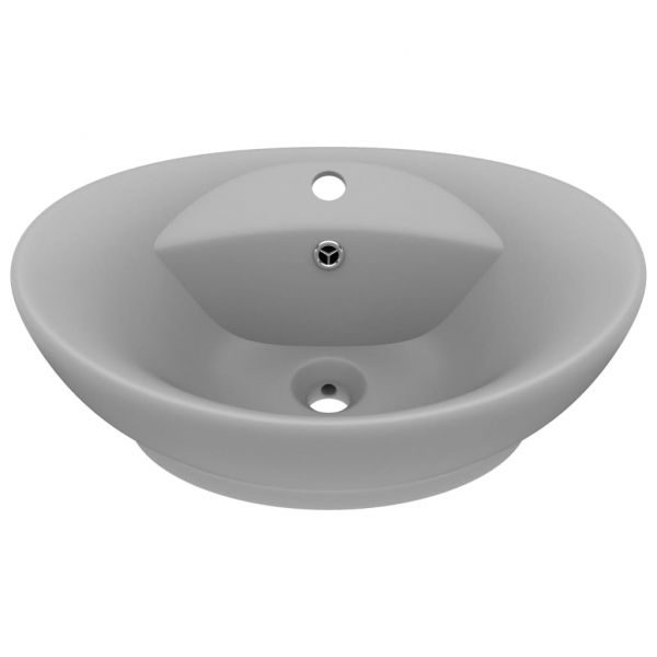 Мивка с преливник лукс овал светлосив мат 58,5x39 см керамика