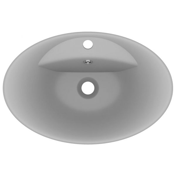 Мивка с преливник лукс овал светлосив мат 58,5x39 см керамика