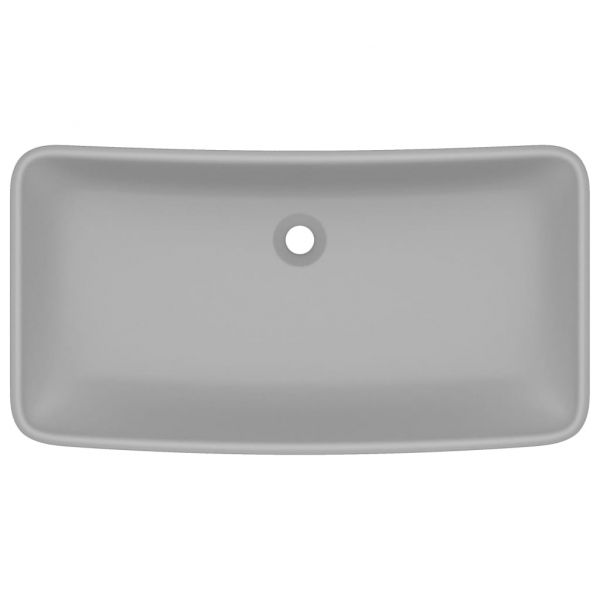 Луксозна правоъгълна мивка матово светлосива 71x38 см керамика