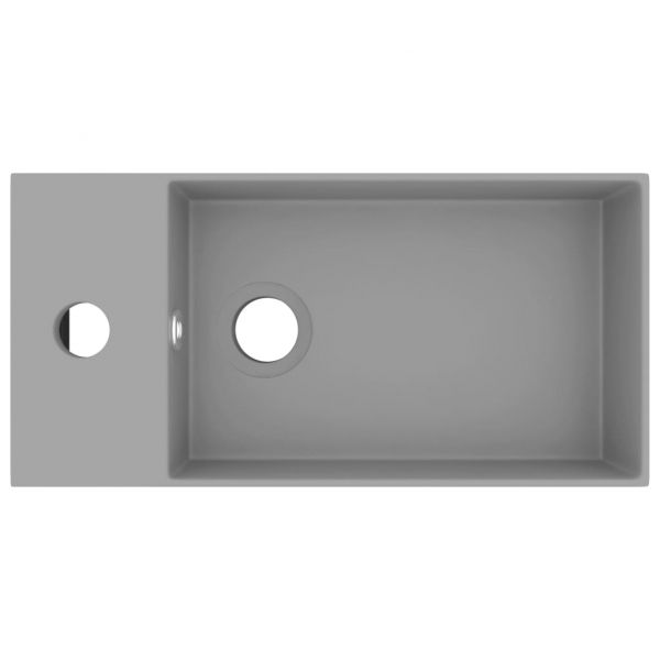 Мивка за баня с преливник, керамична, светлосива