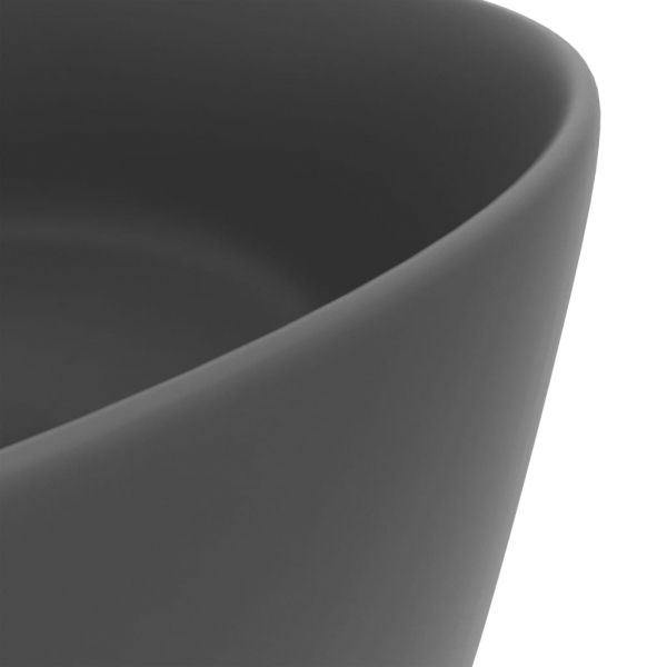 Луксозна кръгла мивка, матово тъмносива, 40x15 см, керамика