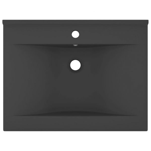 Луксозна мивка с отвор за кран тъмносив мат 60x46 см керамика