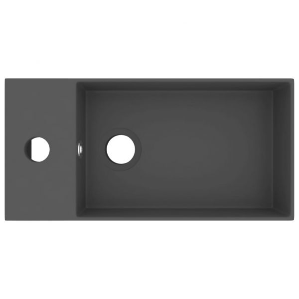 Мивка за баня с преливник, керамична, тъмносива