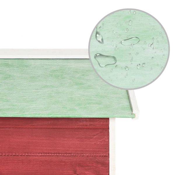 Гараж за роботизирана косачка, 72x87x50 см, червено и бяло, чам