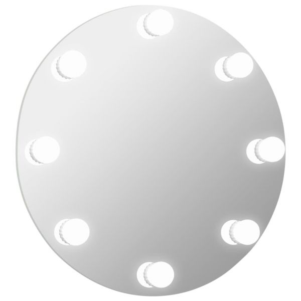Стенно огледало с LED лампи, кръгло, стъкло