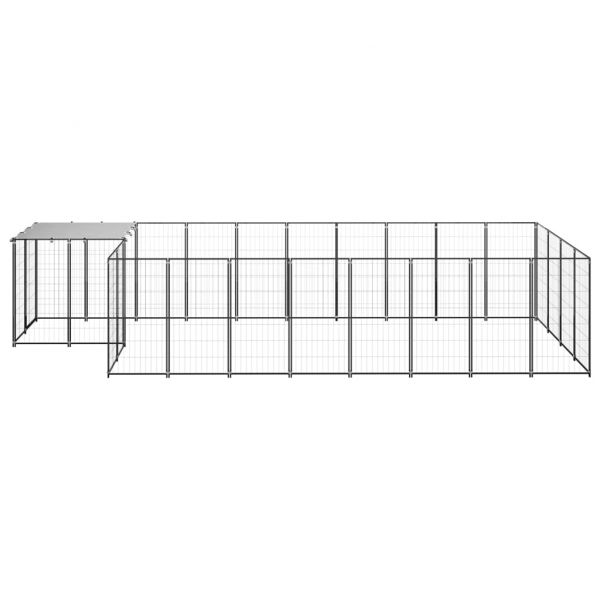 Клетка за кучета, черна, 10,89 м², стомана