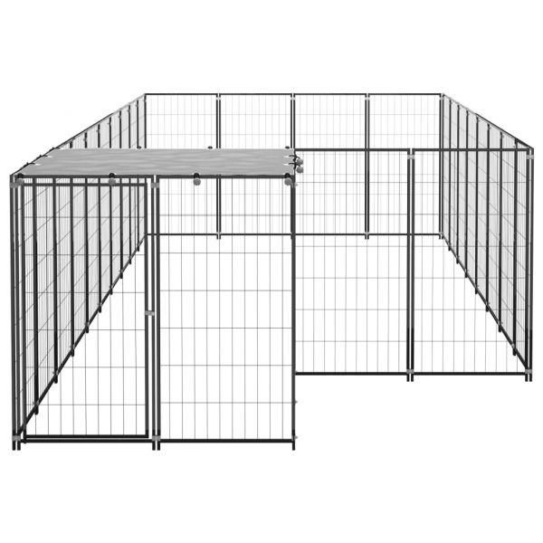 Клетка за кучета, черна, 10,89 м², стомана