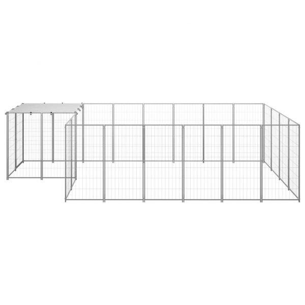 Клетка за кучета, сребриста, 8,74 м², стомана