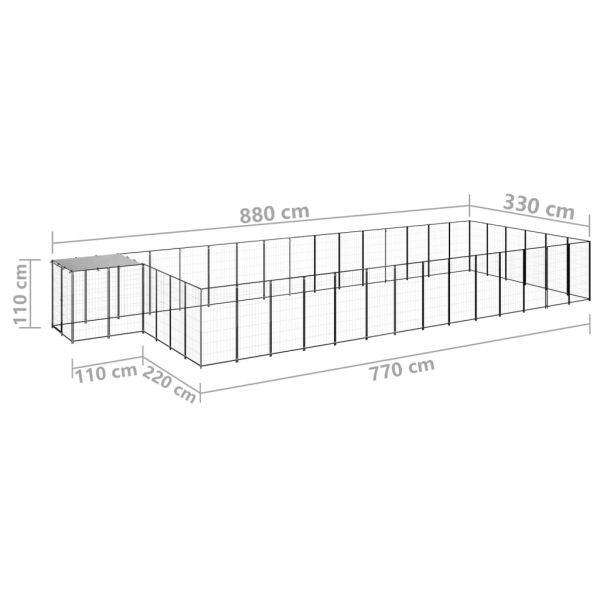 Клетка за кучета, черна, 26,62 м², стомана