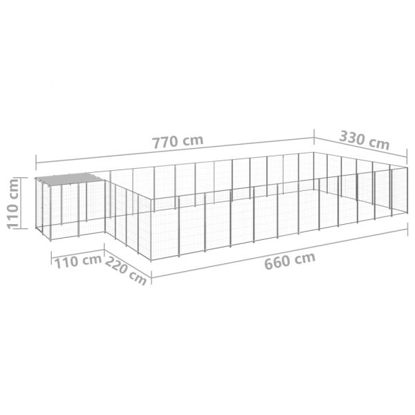 Клетка за кучета, сребриста, 22,99 м², стомана