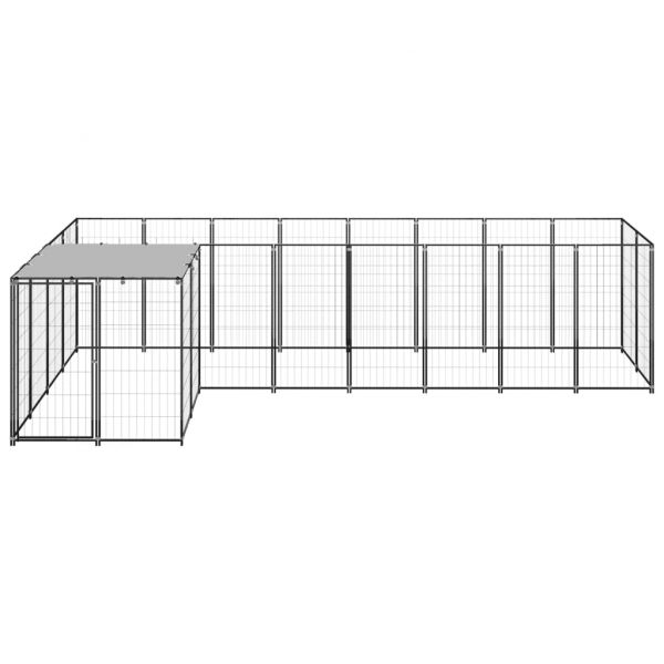 Клетка за кучета, черна, 6,05 м², стомана