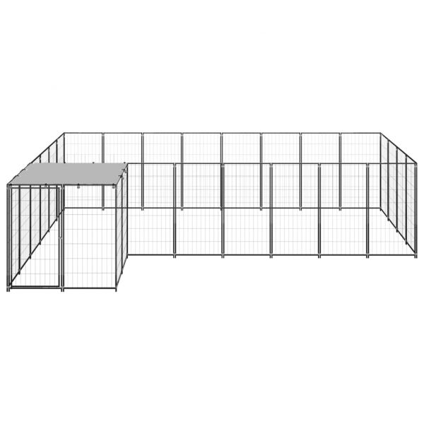 Клетка за кучета, черна, 10,89 м², стомана