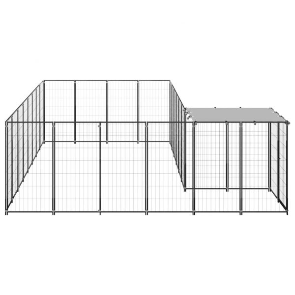 Клетка за кучета, черна, 10,89 м², стомана
