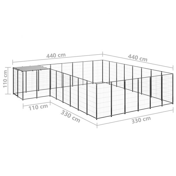 Клетка за кучета, черна, 15,73 м², стомана
