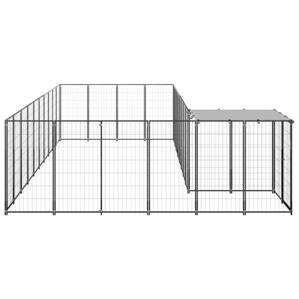 Клетка за кучета, черна, 19,36 м², стомана