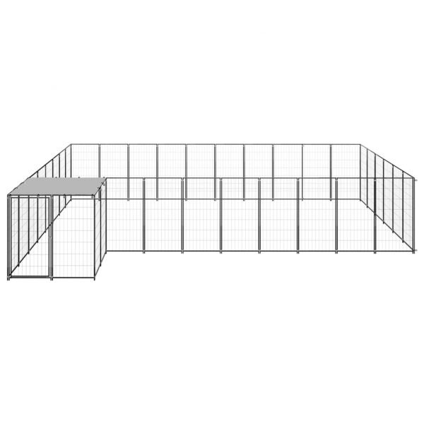 Клетка за кучета, черна, 19,36 м², стомана