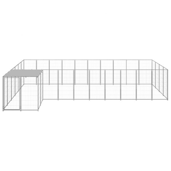 Клетка за кучета, сребриста, 13,31 м², стомана