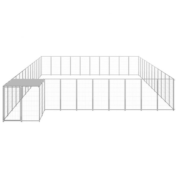 Клетка за кучета, сребриста, 37,51 м², стомана
