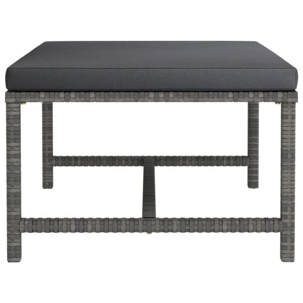 Модулна табуретка с възглавница, сива, полиратан