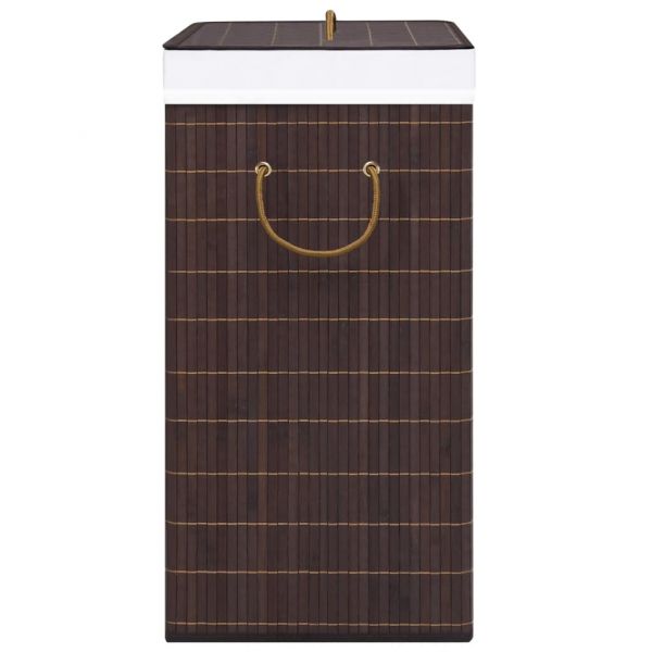 Бамбуков кош за пране с 2 секции кафяв 72 л