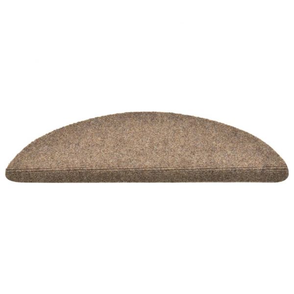 Изтривалки за стълби, самозалепващи се, 15 бр., 56x17x3 см, бежови, полукръгли