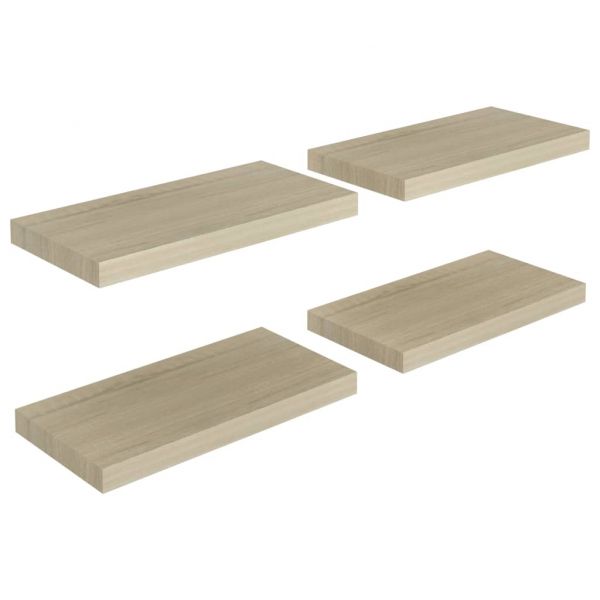 Окачени стенни рафтове, 4 бр, дъб, 50x23x3,8 см, МДФ